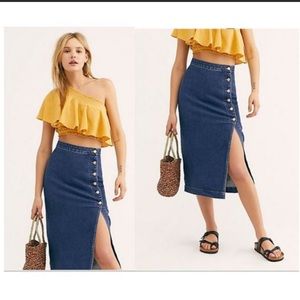 Free people denim pencil skirt